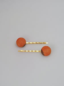 Orange Katarines Woven Hair Pin Duo