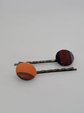 Load image into Gallery viewer, Orange and Blue Katarines Woven Hair Pin Duo
